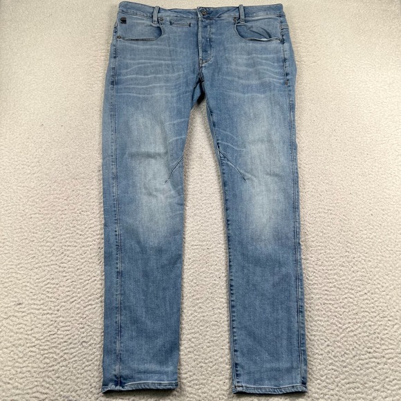 G-Star Raw D-Staq 5-Pocket Jeans Mens 38x34 Slim Straight Leg Stretch Denim Blue - Picture 1 of 11
